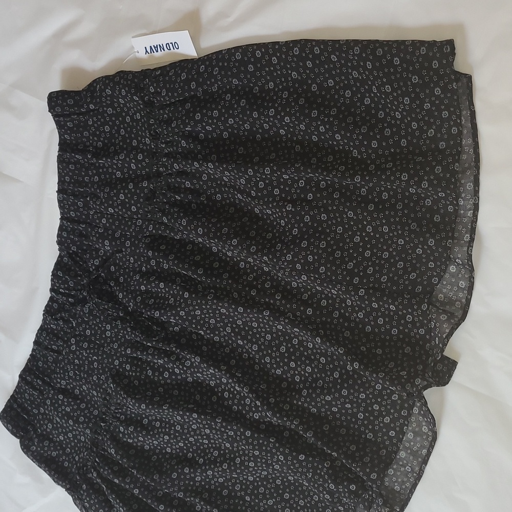 [NWT] Old Navy Ditsy Floral Black & Grey Tiered Mini Skirt - Fully Lined (Small) - Picture 2 of 16